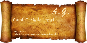 Apró Györgyi névjegykártya